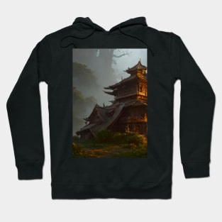 Surreal Magical Asian Tower in Beautiful Landscape and Trees by the Mountains Hoodie